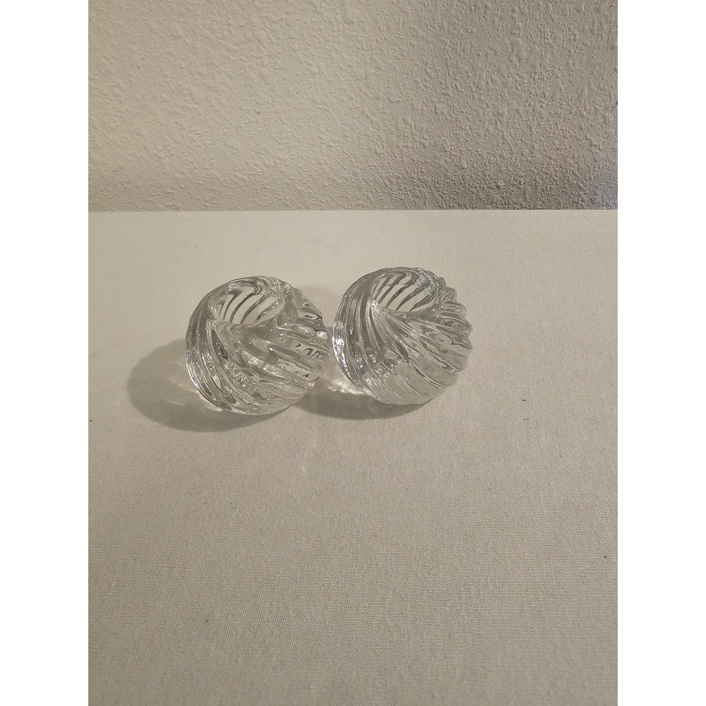 Glass Votive Candle Holders Clear Swirl Ribbed Set Of 2